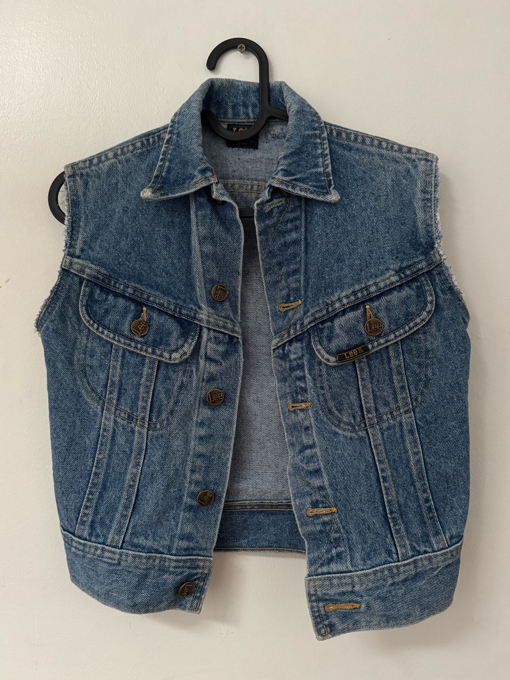 VINTAGE Lee kids sleeveless sleeveless jean jacket vest size 9 unisex